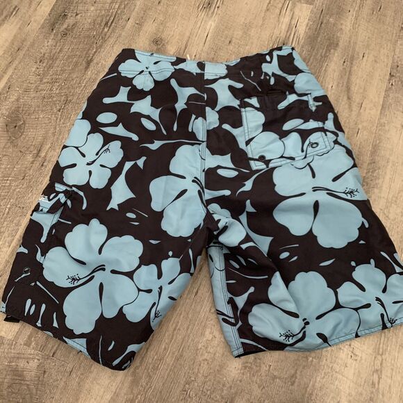 Hollister Reversible Board Shorts Swim Trunks Size 30 Blue Floral Print / Solid - Picture 4 of 7